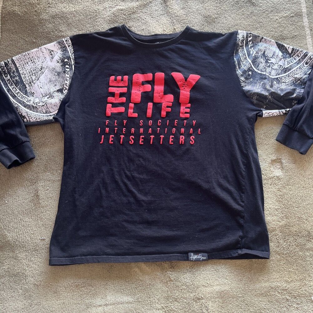 Retro Vintage Fly Society long sleeve The Fly Life Hip Hop Streetwear Big Tall